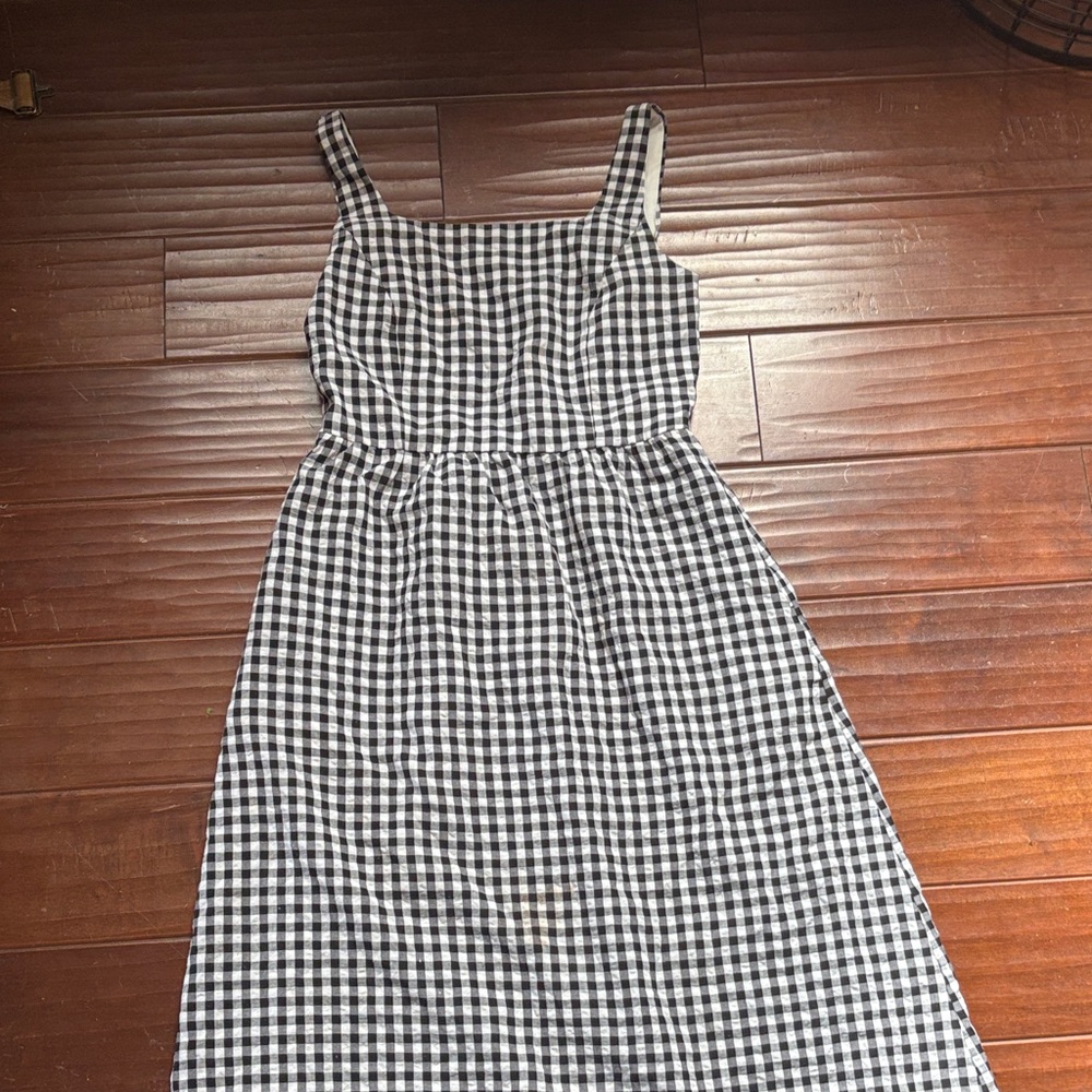 Black & White Gingham Sundress - Sleeveless Midi